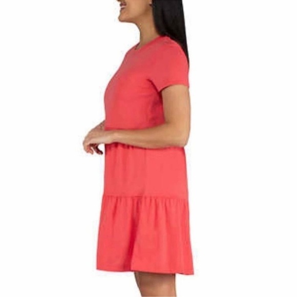 Nicole Miller Tiered Short Sleeve Dress in Pink - Picture 2 of 5